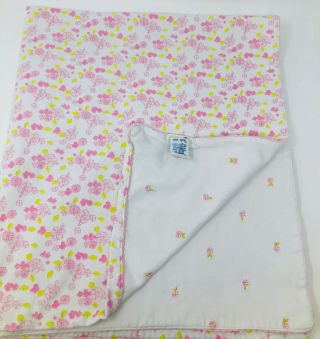 Vintage Gymboree Baby Blanket White Pink Flowers Floral Cotton Security 2000