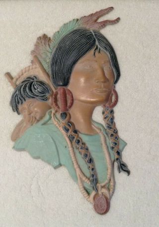 Vintage Sexton Native American Indian Woman With Baby Metal Wall Plaque