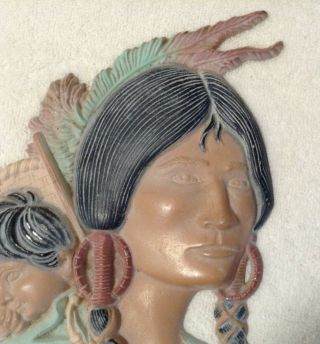 Vintage Sexton Native American Indian Woman with Baby Metal Wall Plaque 2