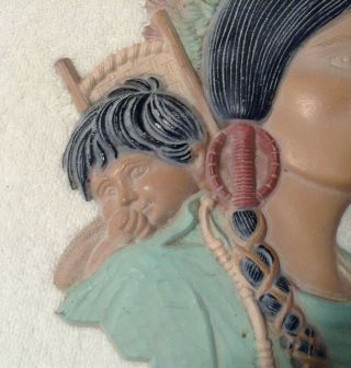 Vintage Sexton Native American Indian Woman with Baby Metal Wall Plaque 3