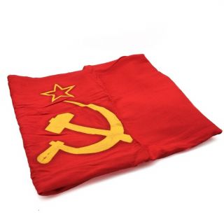 Vintage Ussr Flag Soviet Red Banner Emblem Hammer And Sickle Old Collectible Big