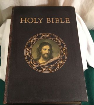 Vintage 1953 Holy Bible Catholic Action Edition,  Hardcover Blank Family Genealogy