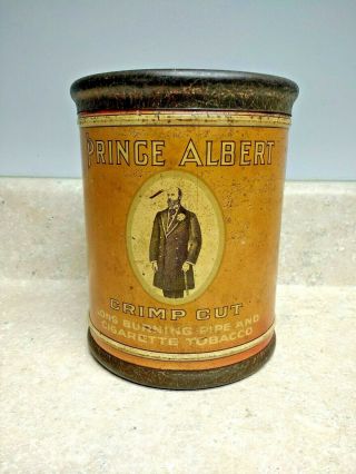 Vintage Prince Albert Crimp Cut Pipe And Cigarette Tobacco Tin Large Round