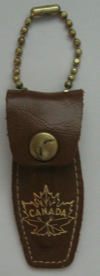 Vintage Niagara Falls Canada Souvenir Keychain Nail Clipper In Leather Case
