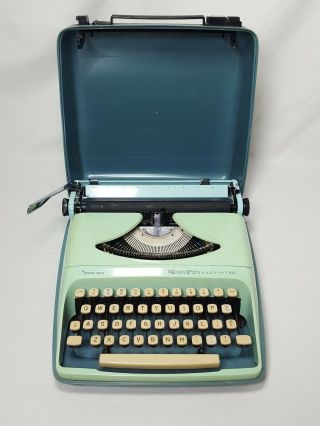 Vintage Turquoise Sperry Rand Remington Easy - Riter Portable Typewriter W/ Case