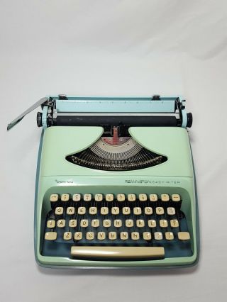 Vintage Turquoise Sperry Rand Remington Easy - Riter Portable Typewriter w/ Case 2