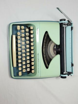 Vintage Turquoise Sperry Rand Remington Easy - Riter Portable Typewriter w/ Case 3