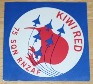 Old Rnzaf Royal Zealand Air Force 75 Sqn Kiwi Red Display Team Sticker