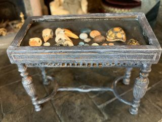 Vintage Miniature Dollhouse Uk Artisan Hand Crafted Diorama Table Birds Turtles