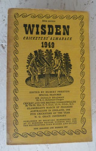 Vintage Book 1949 Wisden Cricketers Almanack P/b 86th Edition Cricket