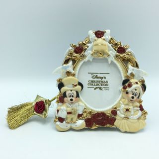 Vintage Walt Disney World Mickey & Minnie Mouse Photo Fame Christmas Ornament