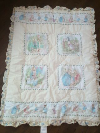 Vintage Quiltex Peter Rabbit Beatrix Potter Baby Comforter Lovey Blanket Usa