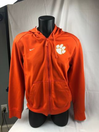 Nike Team Clemson Tigers Orange Full Zip Jacket Hoodie Men 