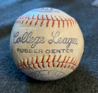 Vintage Tober Official College League Baseball Yarn Wound 140 Horsehide - Signed
