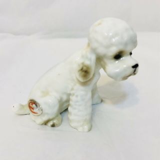 Vintage Bone China White Poodle Dog Figurine Made In Japan 2 "
