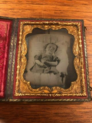 Antique Daguerreotype / Ambrotype 1/6th Plate Post Mortem Child Dead Death