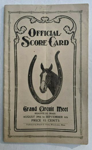 1920 Horse Racing Program Grand Circuit Meet Boston Ma Sturtevant Band Co Ad,