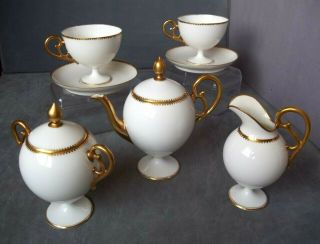 1870 - 90 Rare Antique Limoges French Porcelain Delotte & Tarneaud Coffee Set