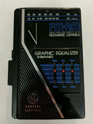 Ge Vintage Stereo Cassette Player Am Fm 3 - 5444a Graphic Equalizer -