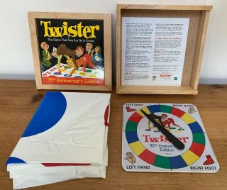 Twister 35th Anniversary Edition Wooden Box Milton Bradley Vintage Nostalgia