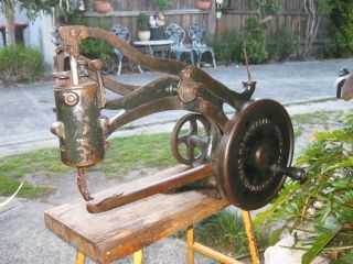 Antique Cast Iron Hand Turn Boot Shoe Patcher Sewing Machine For Part Or Display