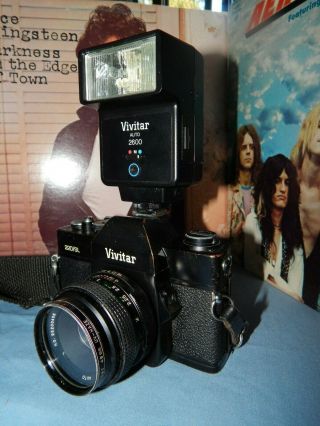 Vintage Vivitar 220/sl 35mm Film Slr Camera With F1.  8 50mm Lens Screw Mount