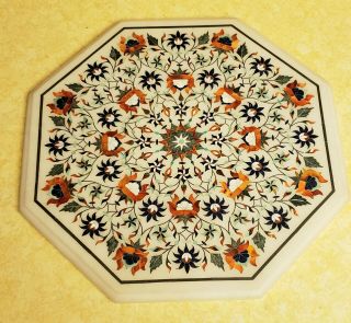 Vintage 17 " Octagon Inlay Marble Table Top