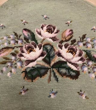 Vintage Completed Floral Bucilla Petit Point Needlepoint Chair Seat Pillow Art