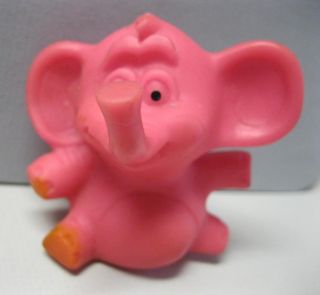Vintage Crest Toothpaste Premium Zoo Animals Finger Puppet Vinyl Pink Elephant
