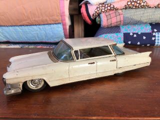 Vintage 1960 Bandai Cadillac Tin Friction Toy Promo Car 11.  5” Survivor