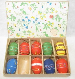 Vintage Easter Egg Wood Ornaments 1950 