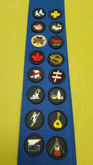Vintage Canadian Girl Guide Patches From The 1970s On A Sash