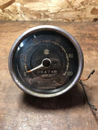 Vintage Suzuki Motorcycle Speedometer 100mph