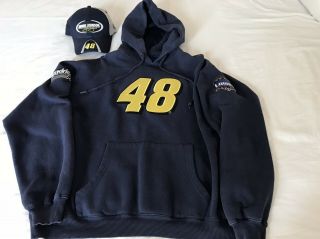 Nascar Jimmie Johnson 48 Lowe’s Racing Hat Cap & Sweatshirt Hoodie Sz Xl