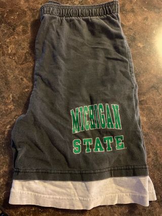 Vintage 90’s Michigan State Spartans Msu Mens L Shorts W/ Pockets & Drawstring