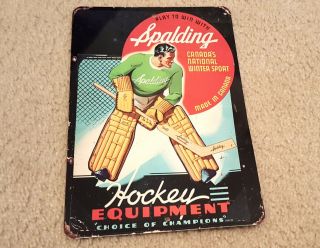 Vintage Advertising Sign Hockey Goalie