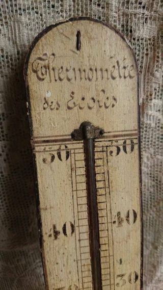 Divine Antique French School Thermometer & Sepia Script C1900 Thermometre Ecole