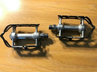 Vintage Campagnolo Road Bike Pedals 9/16 With Christophe Toe Clips.