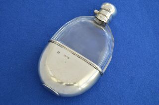 Antique Victorian Solid Silver & Cut Glass Hip Flask 1891 - Hip Flask - Whiskey