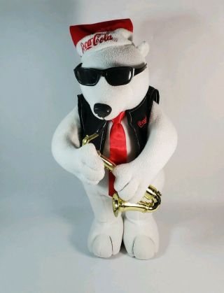 Vintage Coca Cola Animated Jazz Polar Bear Holding Saxophone For Display Only