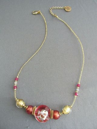 Vintage Antonio Vaccari Italy Murano Glass Beaded Adjustable Choker Necklace