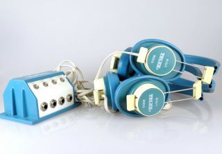 VTG 2 Telex 610 - 1 600 Ohm Headphones Blue with 8 way junction M - 753 2