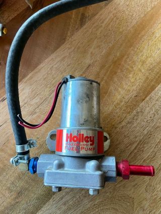 Holley Electric Fuel Pump Red ? W/ Bracket & Fittings L - 6145 - 2 Vintage Race
