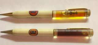 Two Vintage Gulf Oil Mechanical Pencils,  Smith Oil,  Poplar Grove,  Illinois