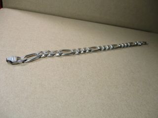 Mens Vintage Italian Sterling Silver Figaro Link Bracelet Size 9” 28g