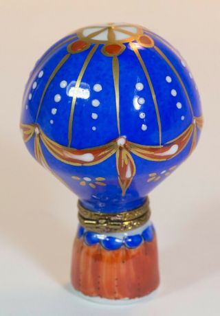 Vintage Rochard Limoges France Hand Painted Hot Air Balloon Porcelain Trnkt Box