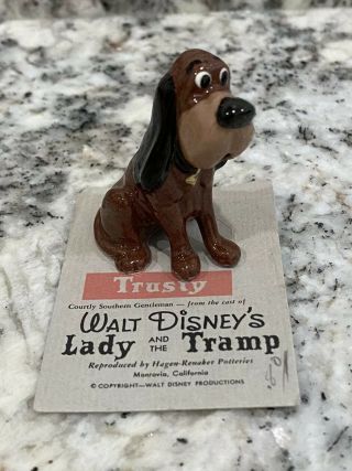 Vintage Hagen Renaker Retired Trusty Figurine Disney Lady And The Tramp W/ Card