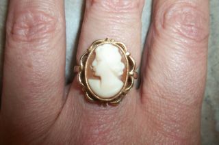 10k Yellow Gold Carved Cameo Ring Antique Art Deco 1920s Jj White Mfg Co Size 6