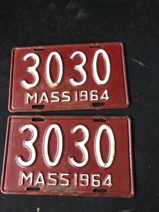 Antique Massachusetts 1964 Motorcycle License Plates / Harley Davidson