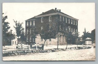 North School Tell City Indiana Rppc Perry County In Antique Photo 1910